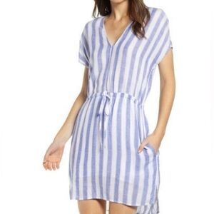 $178 RAILS Dress Women M WREN PACIFICA STRIPE Caftan V-Neck Tie Waist Mini LNWOT